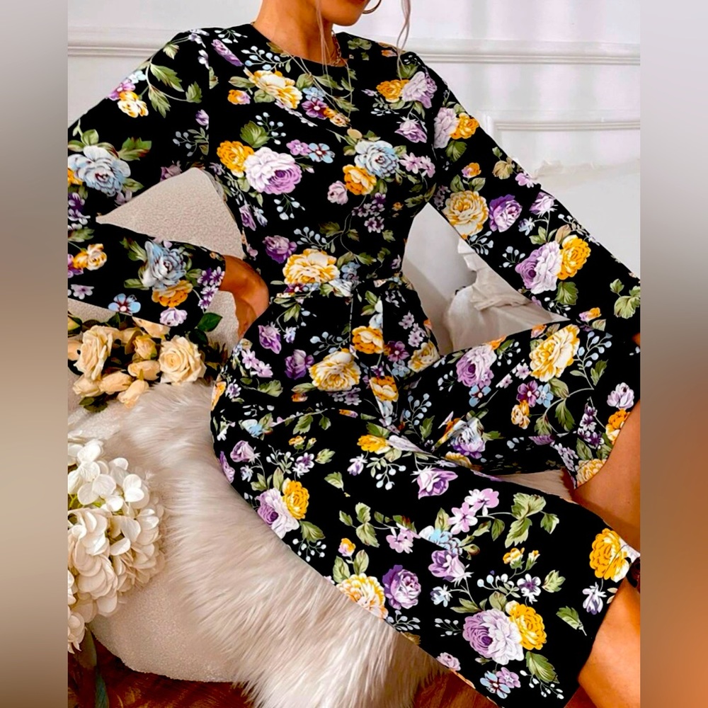 All over floral wide leg jumpsuit